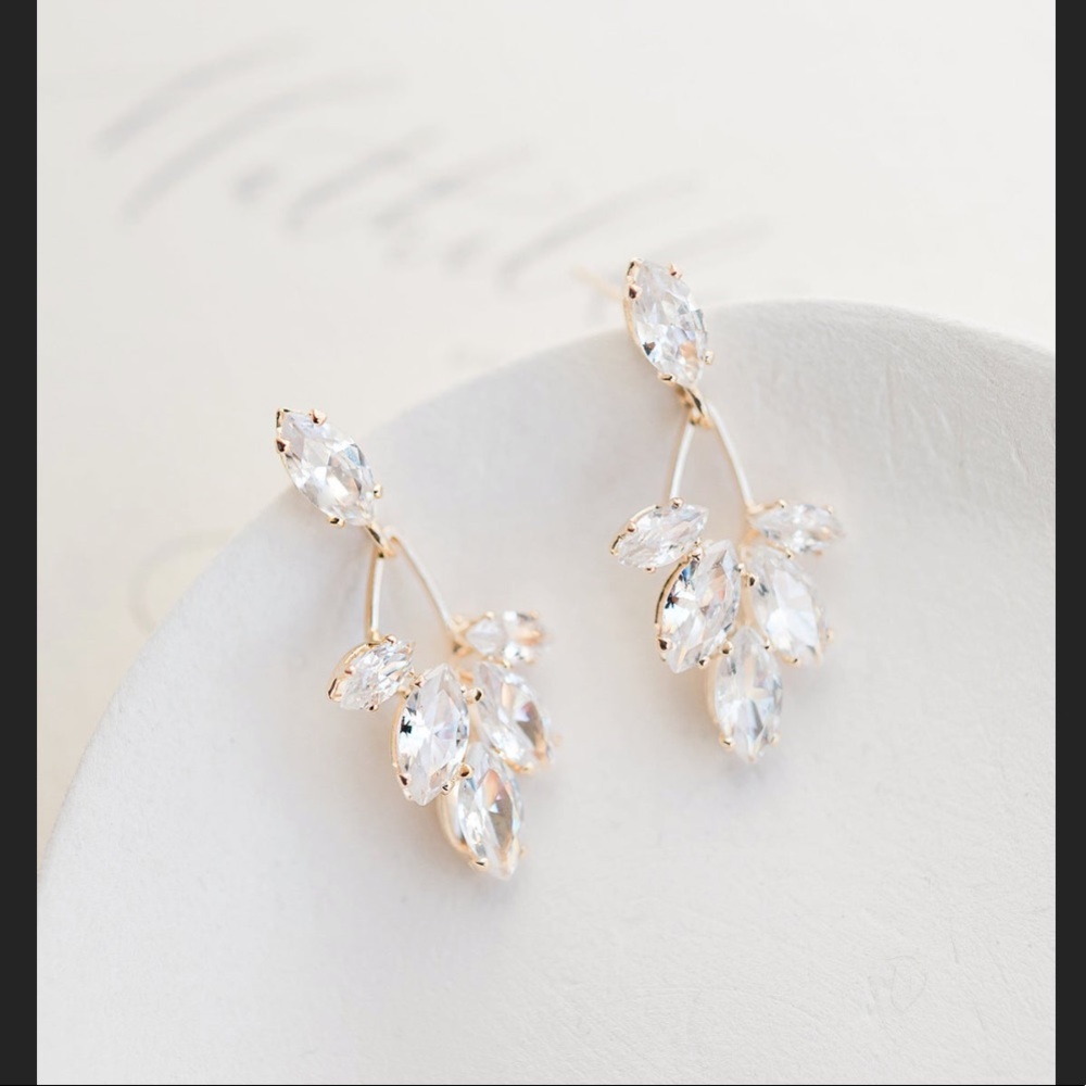 Emilia Rae “ANNA” Gold Crystal Bridal Earrings